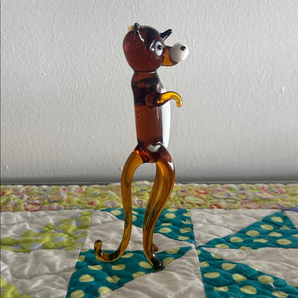 Vintage Handblown Art Glass Mini Cat Figurine - Amber and White - Picture 4 of 4